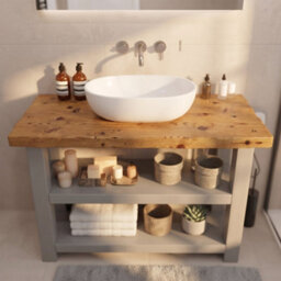 L80Xw44Cm Bramley Medium Grey Solid Wood Bathroom Vanity With Shelf - thumbnail 7