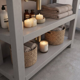 L80Xw44Cm Bramley Medium Grey Solid Wood Bathroom Vanity With Shelf - thumbnail 4