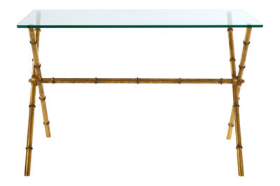 Premier Housewares Interiors By Premier Unique Design Console Table, Elegant Console Table With Drawers For Livingroom, Glass Top Console Table - image 1