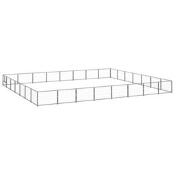 Berkfield Durable Dog Kennel Black 56 M2 Steel - thumbnail 2