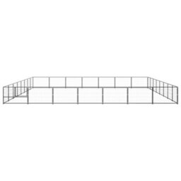 Berkfield Durable Dog Kennel Black 56 M2 Steel - thumbnail 3
