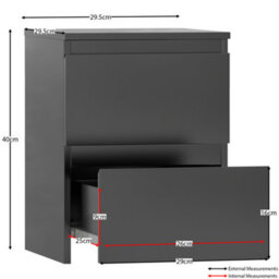 Lassic Vida Designs Denver Black 2 Drawer Bedside Chest (H)400mm (W)295mm (D)295mm - thumbnail 2