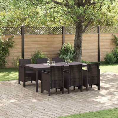 Berkfield Garden Dining Set 7 Pcs Brown Polt Rattan - image 1