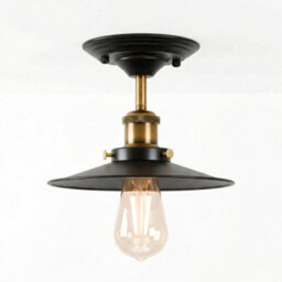 Vintage Ceiling Light Semi Flush Mount Black Ceiling Light Metal Pendant Ceiling Lampshade With E27 Holder For Living Room - thumbnail 7