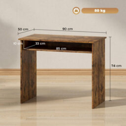 Wyld Haus Nonoel 90Cm Wood-Effect Box-Style Work Desk With Shelf - Walnut Effect - thumbnail 4