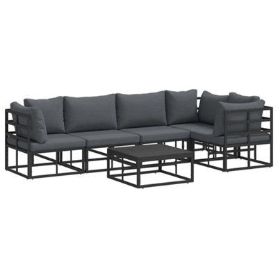 Berkfield Modern Garden Sofa Set With Cushion 6 Pcs Black Aluminium - image 1