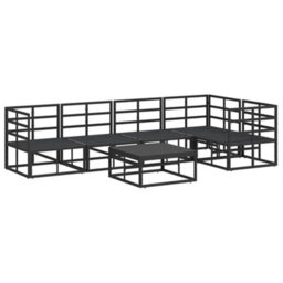 Berkfield Modern Garden Sofa Set With Cushion 6 Pcs Black Aluminium - thumbnail 9