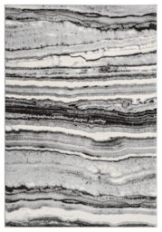 Obsidian Modern Low Pile Area Rug - Coast Waves Abstract Design Grey 200Cm X 290Cm - thumbnail 1