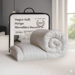 Opulent Home 4.5 Tog Summer Duvet - Hotel Quality Striped Microfibre Quilt, Lightweight & Breathable - Double