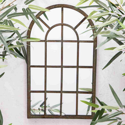 Annibells Green Metal Arched Vintage Garden Wall Mirror (13126)