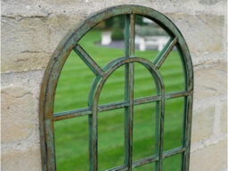 Annibells Green Metal Arched Vintage Garden Wall Mirror (13126) - thumbnail 4