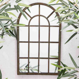 Annibells Green Metal Arched Vintage Garden Wall Mirror (13126) - thumbnail 1
