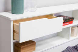Save On Goods UK 4Ft6 Double Pure White,wood,wooden Low Foot End, Bed Frame.shaker Style With Shelves. Storage Drawer Options - thumbnail 4