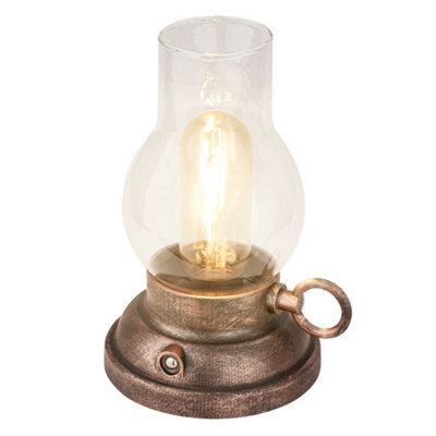 Briloner Lantern Rechargeable Led Table Oil Lamp Candle Antique Style Ip44 Outdoor Bronze - image 1