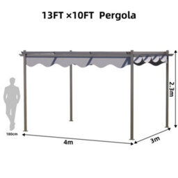 Alivio 4 X 3M Steel Frame Pergola, 13 X 10Ft Outdoor Gazebo Canopy (Grey) - thumbnail 4