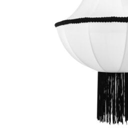 Wyld And Coco Heritage Lighting Vintage Tasselled Pendant Lamp White Shade With Black Detailing 30Cm X 105Cm - thumbnail 6
