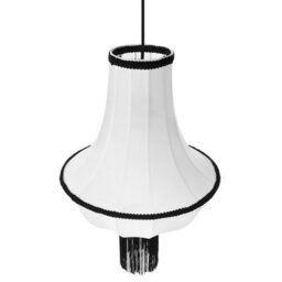 Wyld And Coco Heritage Lighting Vintage Tasselled Pendant Lamp White Shade With Black Detailing 30Cm X 105Cm - thumbnail 4