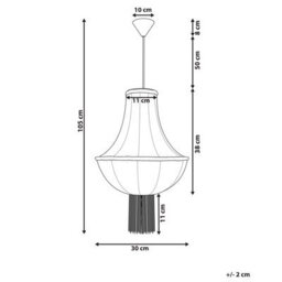 Wyld And Coco Heritage Lighting Vintage Tasselled Pendant Lamp White Shade With Black Detailing 30Cm X 105Cm - thumbnail 3