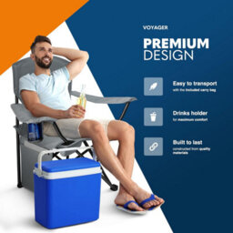 Voyager Pouch Folding Camping Chair 2-Pack, Lightweight With Pocket And Drinks Holder - Grey - thumbnail 4