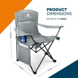 Voyager Pouch Folding Camping Chair 2-Pack, Lightweight With Pocket And Drinks Holder - Grey - thumbnail 3