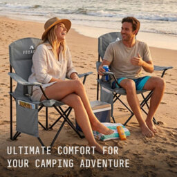Voyager Pouch Folding Camping Chair 2-Pack, Lightweight With Pocket And Drinks Holder - Grey - thumbnail 8