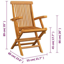 Berkfield Folding Garden Chairs 4 Pcs Solid Teak Wood - thumbnail 5