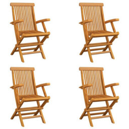 Berkfield Folding Garden Chairs 4 Pcs Solid Teak Wood - thumbnail 1