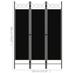 Vidaxl 3-Panel Room Divider Black 120X180 Cm Room Dividers - thumbnail 3
