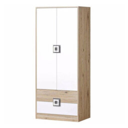 Nico Iii Modern Youth Bedroom Furniture Set Light Oak Front White Grips Gray - thumbnail 4
