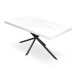 More4Homes Donni Dining Table And Chairs -  White Marble Effect Table Top W Black Legs + Anika Velvet Dining Chair Set Of 6 (Green) - thumbnail 3