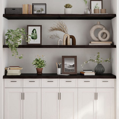 Berkfield Wall Shelf Dark Brown 160X60X(2-4) Cm Treated Solid Wood Oak - image 1