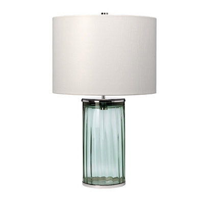 Luminosa Lighting Elstead Reno Table Lamp Metalwork Polished Nickel, Green Glass - image 1