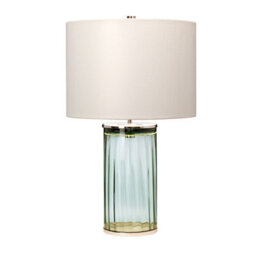 Luminosa Lighting Elstead Reno Table Lamp Metalwork Polished Nickel, Green Glass - thumbnail 2