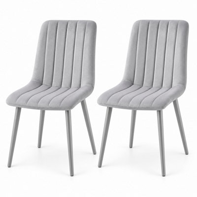 Oira Homes Grey Velvet Dining Chairs Set Of 2 Modern 2 Grey Kursi Chair Set Dining Room Furniture - image 1