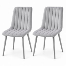Oira Homes Grey Velvet Dining Chairs Set Of 2 Modern 2 Grey Kursi Chair Set Dining Room Furniture - thumbnail 1