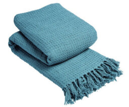 Lisbon Pure Cotton Honeycomb Throw In Teal, 228 X 254Cm