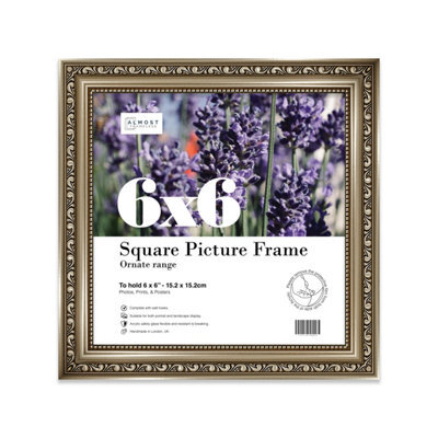 6X6 Gunmetal  Ornate Picture Frame (15.2 X 15.2Cm) Poster, Photo, Artwork, Gallery Wall Or Print - image 1