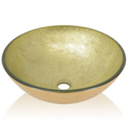 Berkfield Basin Tempered Glass 42 Cm Gold - thumbnail 3