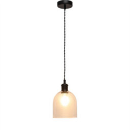 First Choice Lighting Belten - Clear Glass Cloche Black Retro Pendant Fitting - thumbnail 2