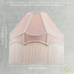 Happy Homewares Traditional Victorian Empire 40Cm Lamp Shade In Soft Pink With Tassels - thumbnail 7
