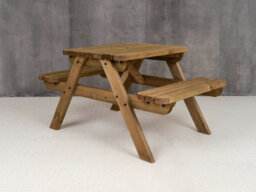 Arbor Garden Solutions Fortem Rounded Pub Style Picnic Table Benches Set (4Ft, Rustic Brown) - thumbnail 4