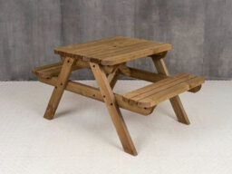 Arbor Garden Solutions Fortem Rounded Pub Style Picnic Table Benches Set (4Ft, Rustic Brown) - thumbnail 2
