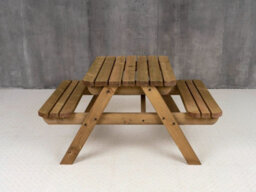 Arbor Garden Solutions Fortem Rounded Pub Style Picnic Table Benches Set (4Ft, Rustic Brown) - thumbnail 5