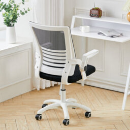Darphe Black Mesh Ergonomic Office Chair Adjustable Height Swivel Chair With White Frame - thumbnail 2