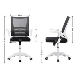 Darphe Black Mesh Ergonomic Office Chair Adjustable Height Swivel Chair With White Frame - thumbnail 8