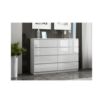 SquareBoxx Keaton Gloss White 8 Drawer Double Freestanding Chest Of Drawers (40 X 99 X 106Cm - D X H X W) - image 1
