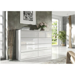 SquareBoxx Keaton Gloss White 8 Drawer Double Freestanding Chest Of Drawers (40 X 99 X 106Cm - D X H X W) - thumbnail 2