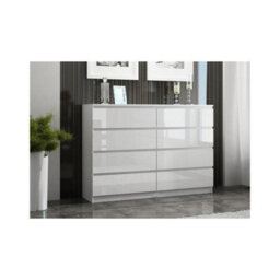SquareBoxx Keaton Gloss White 8 Drawer Double Freestanding Chest Of Drawers (40 X 99 X 106Cm - D X H X W) - thumbnail 1