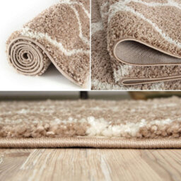 The Rugs Moroccan Shaggy Rugs And Runners Soft  High Pile Beige And Ivory Living Room Kitchen Hallway 720 - thumbnail 3