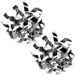 First Choice Lighting Pair Of Easy Fit Chrome Finish Ribbon Swirl Ceiling Shades - thumbnail 1
